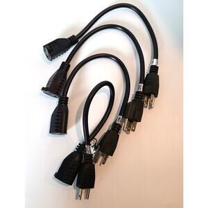 Cords Power Extension Extender 3-Prong 15" AC Indoor Grounded Male-Female 4 Pack